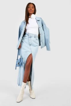 Jupe Longue En Jean Asymétrique Fendue