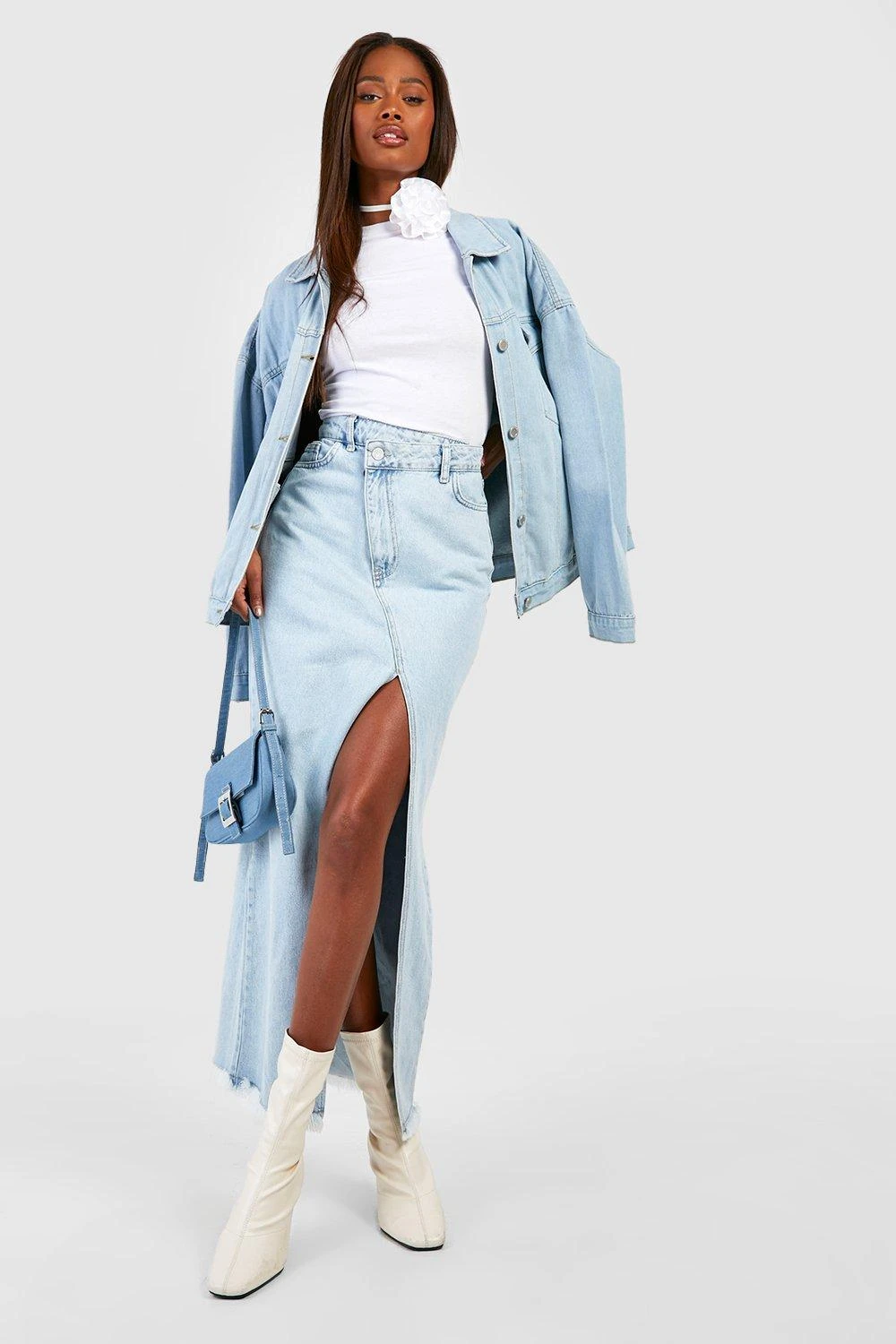 Jupe Longue En Jean Asymétrique Fendue