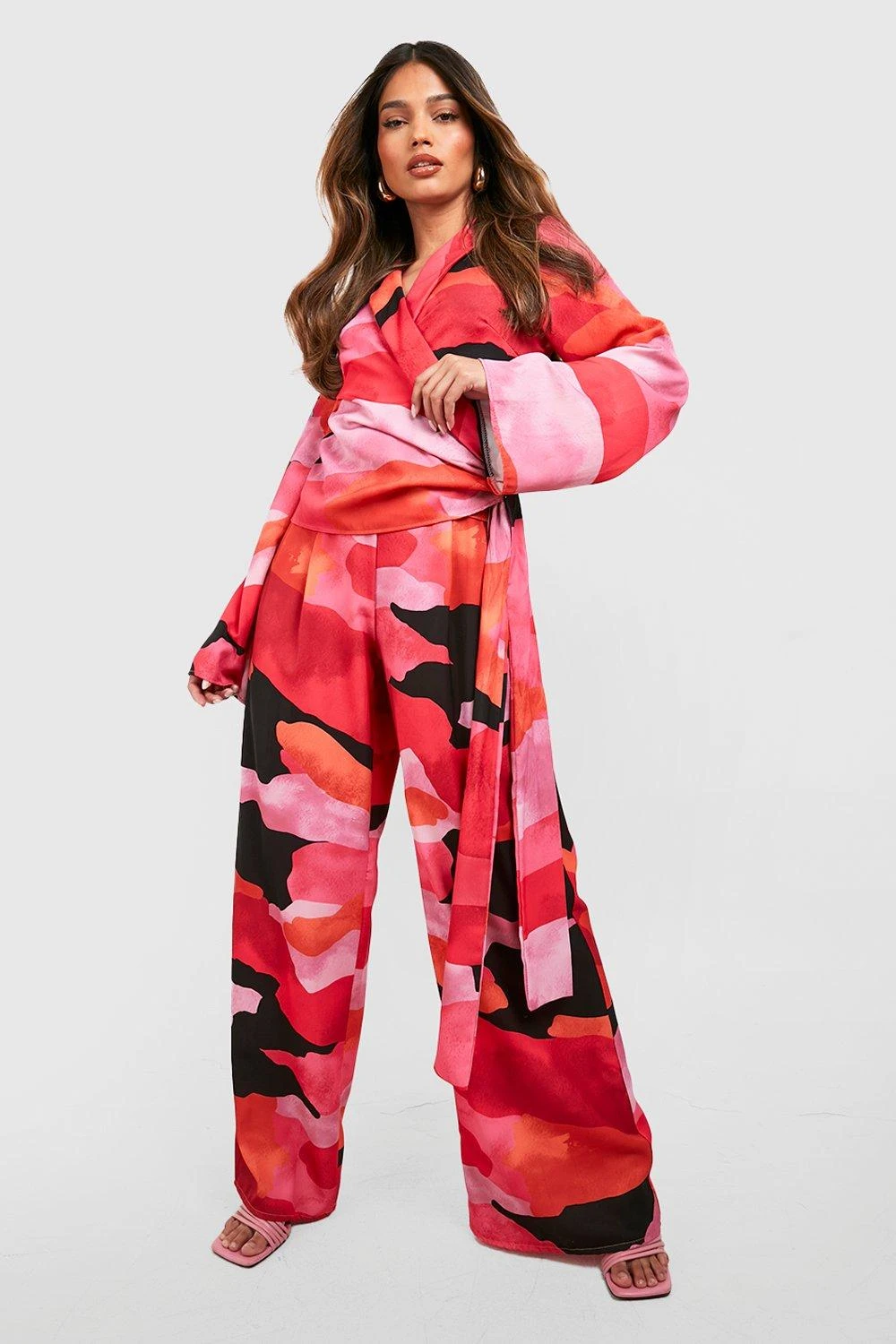 Pantalon Extra Long Imprimé Abstrait