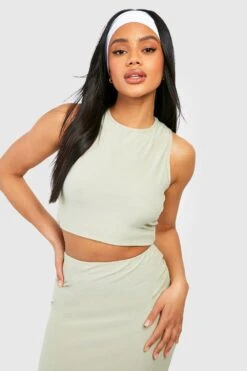 Crop Top Doux à Col Nageur