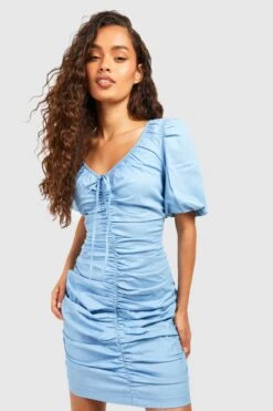 Robe Babydoll Froncée En Jean
