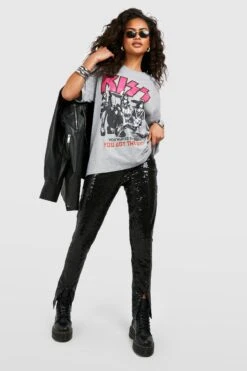 Legging Fendu En Sequins