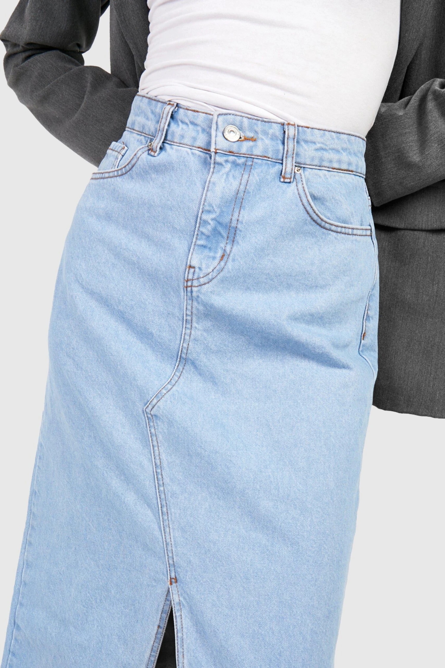 Jupe Longue Fendue En Jean – Image 4