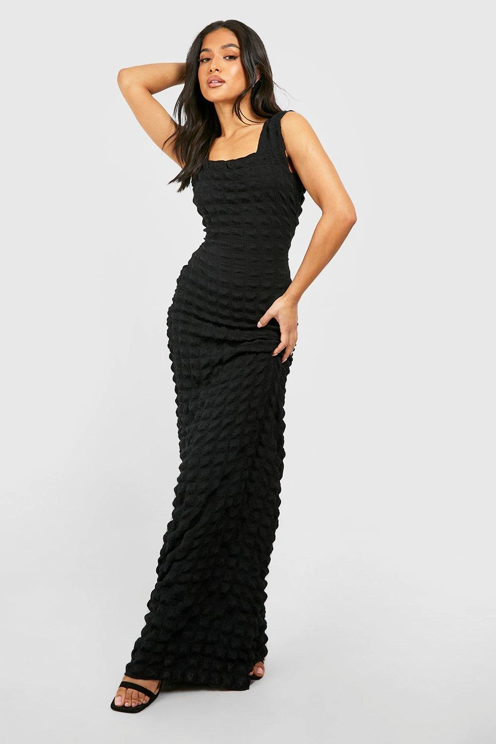 Petite - Robe Longue Texturée à Col Carré – Image 3