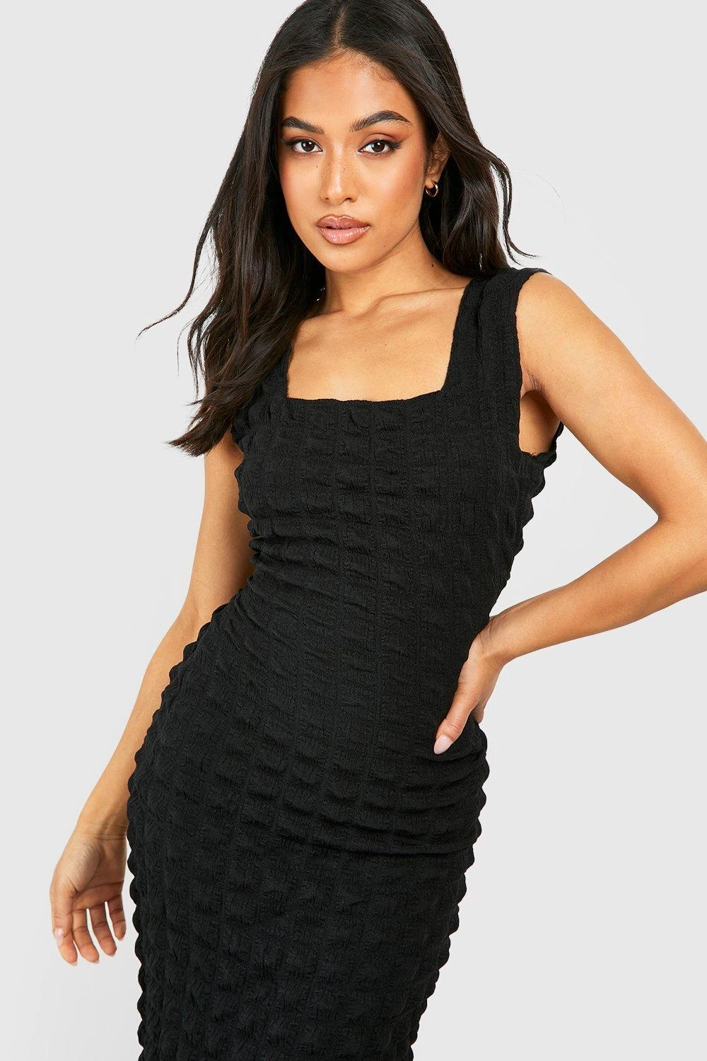 Petite - Robe Longue Texturée à Col Carré – Image 4