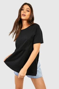 T-shirt Péplum à Manches Courtes