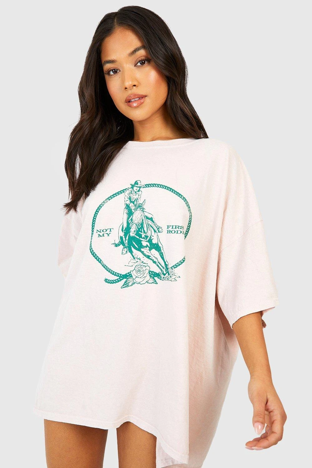 Petite - Robe T-shirt Surteint à Slogan Rodeo Cowgirl – Image 3