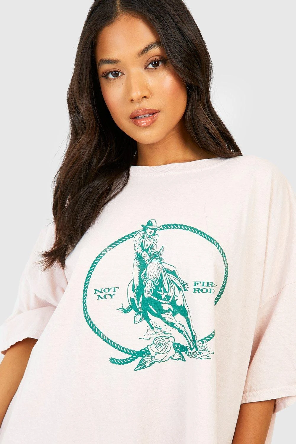 Petite - Robe T-shirt Surteint à Slogan Rodeo Cowgirl – Image 4